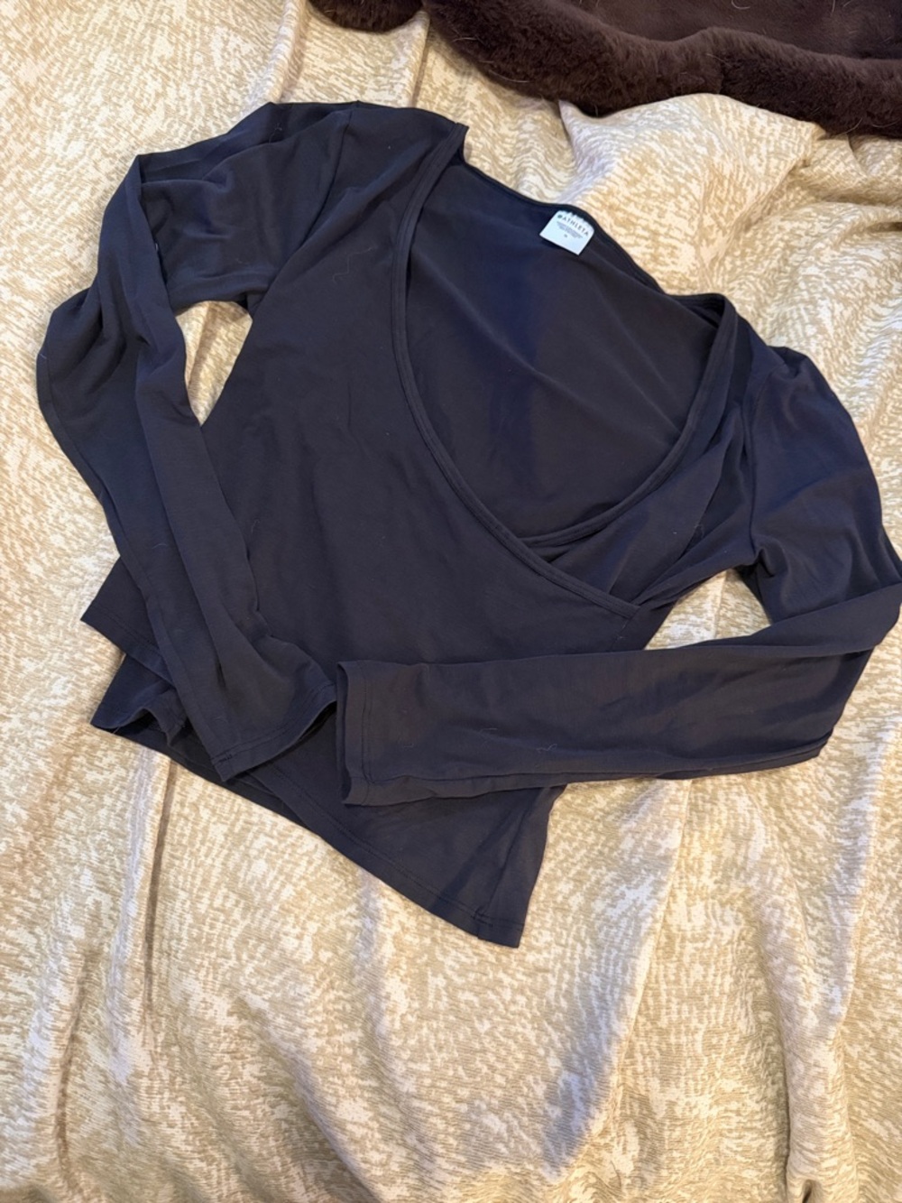 Athleta Long Sleeve Wrap-Style Women's Top - Black